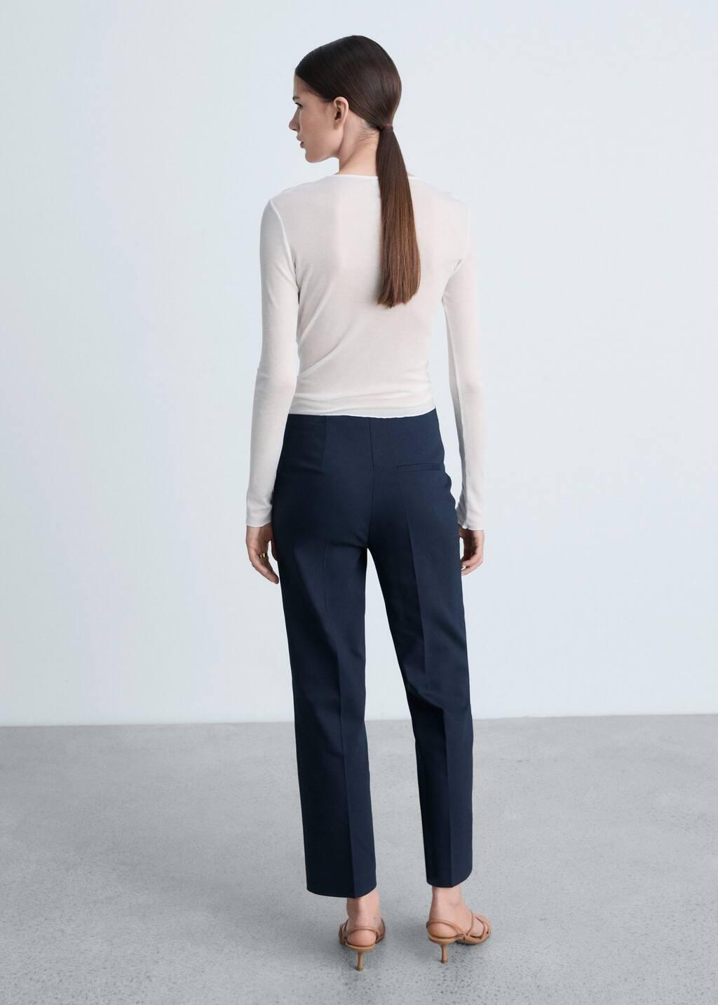 Navy Plain Formal Trousers, , large image number 7