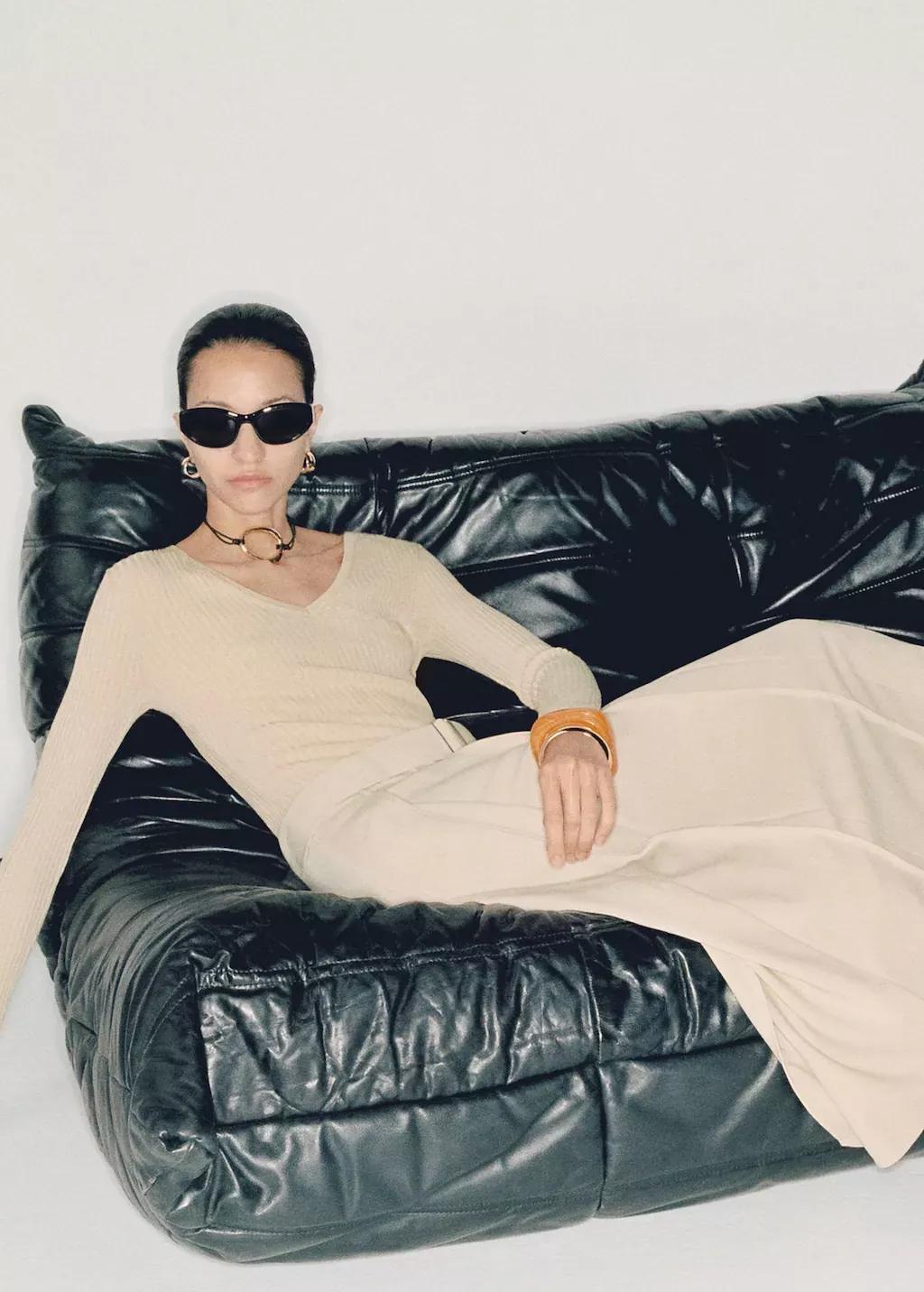 Beige Combined Woven Belt Dress, Light Beige, large image number 5