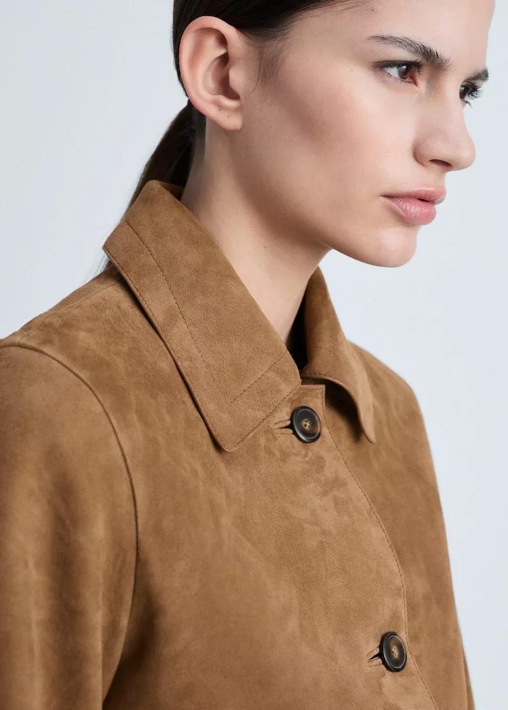 Brown Chest-Pocket Suede Jacket, , large image number 1