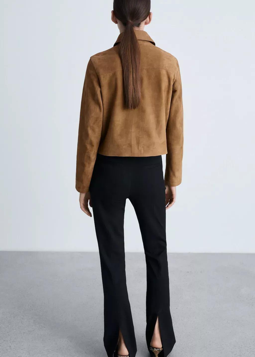 Brown Chest-Pocket Suede Jacket, , large image number 5