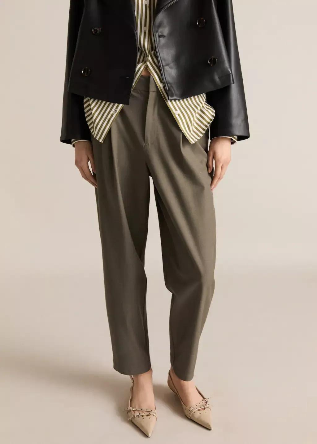 Green Straight Mid-Rise Trousers, , large image number 0