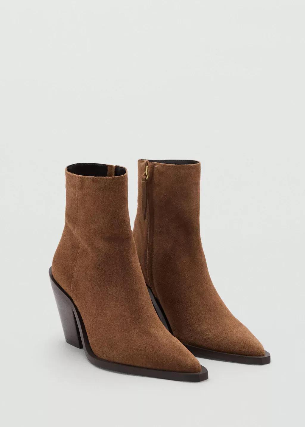 Brown Heel Suede Ankle Boot, , large image number 0