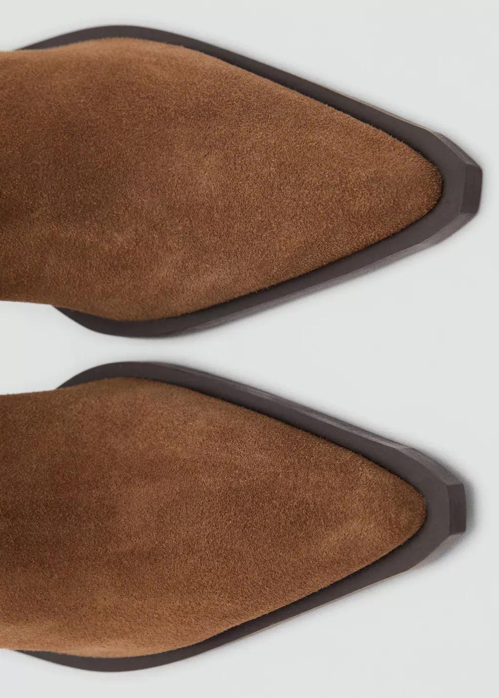 Brown Heel Suede Ankle Boot, , large image number 1