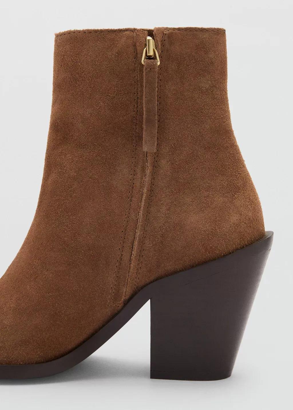 Brown Heel Suede Ankle Boot, , large image number 2