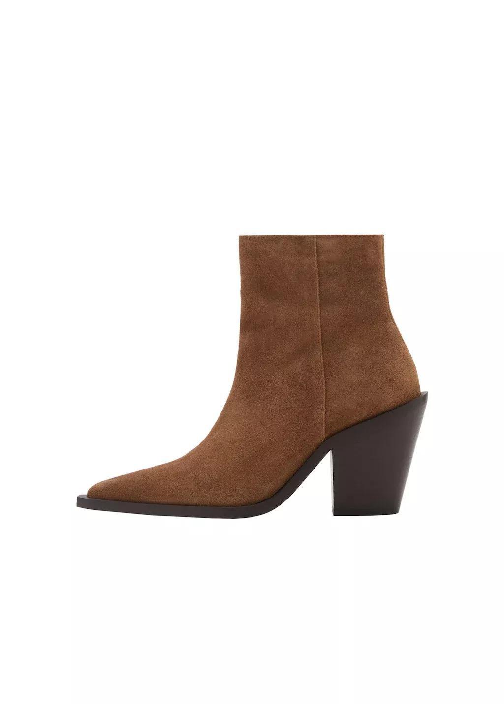 Brown Heel Suede Ankle Boot, , large image number 3