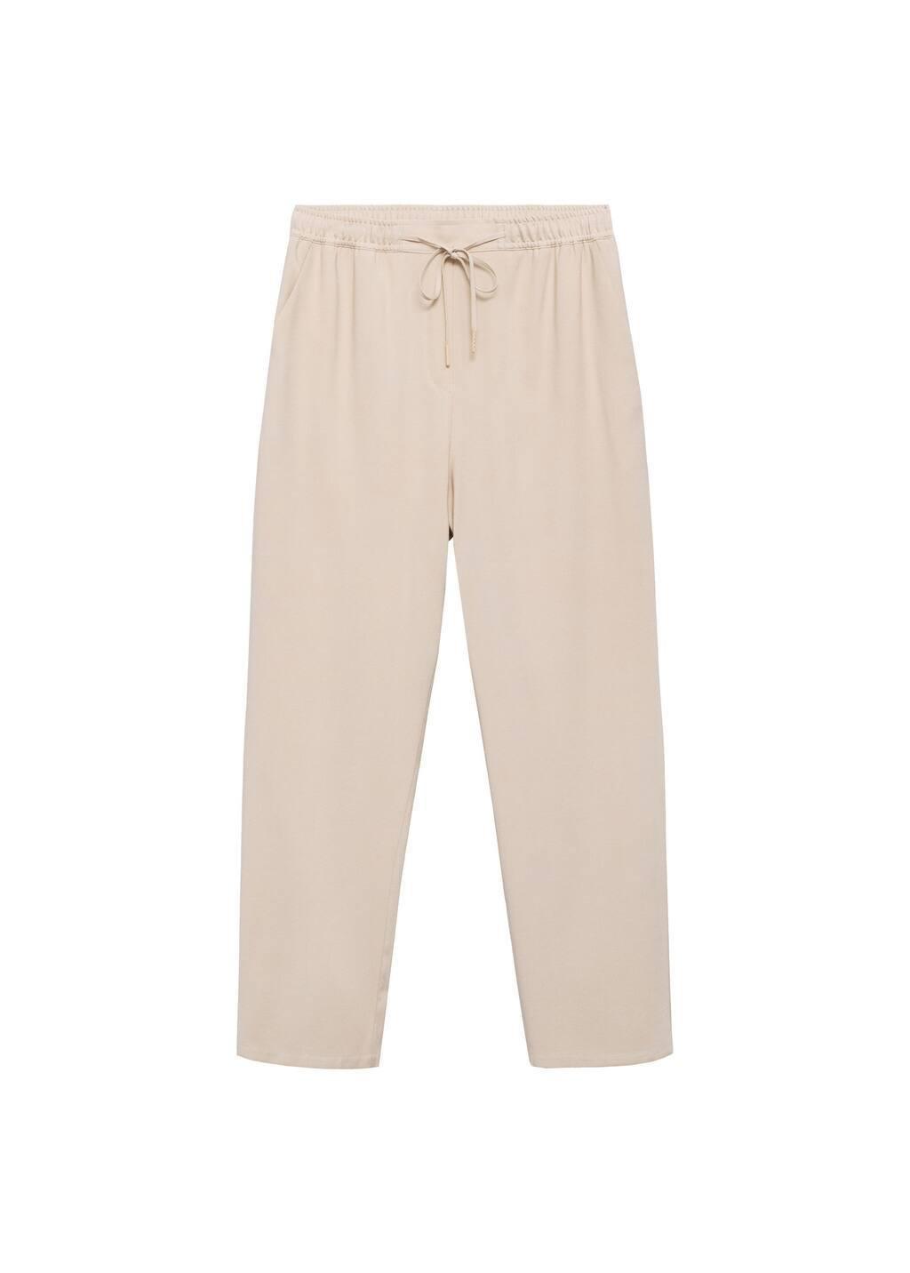 Light Beige Casual Long Trousers, Light Beige, medium