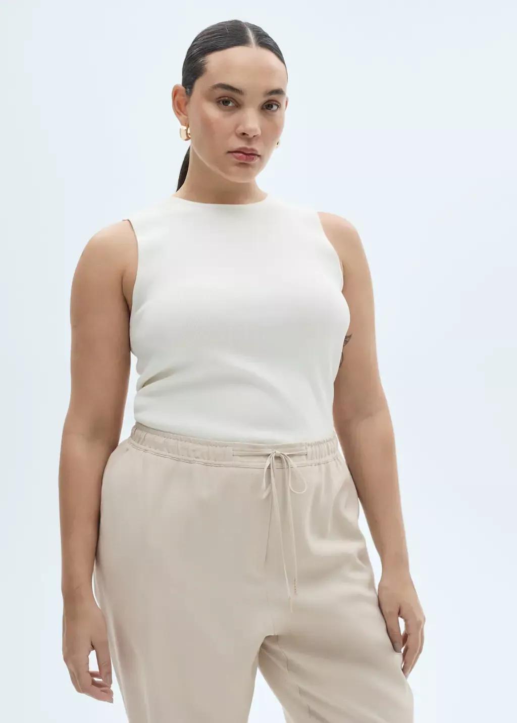 Light Beige Casual Long Trousers, Light Beige, large image number 2