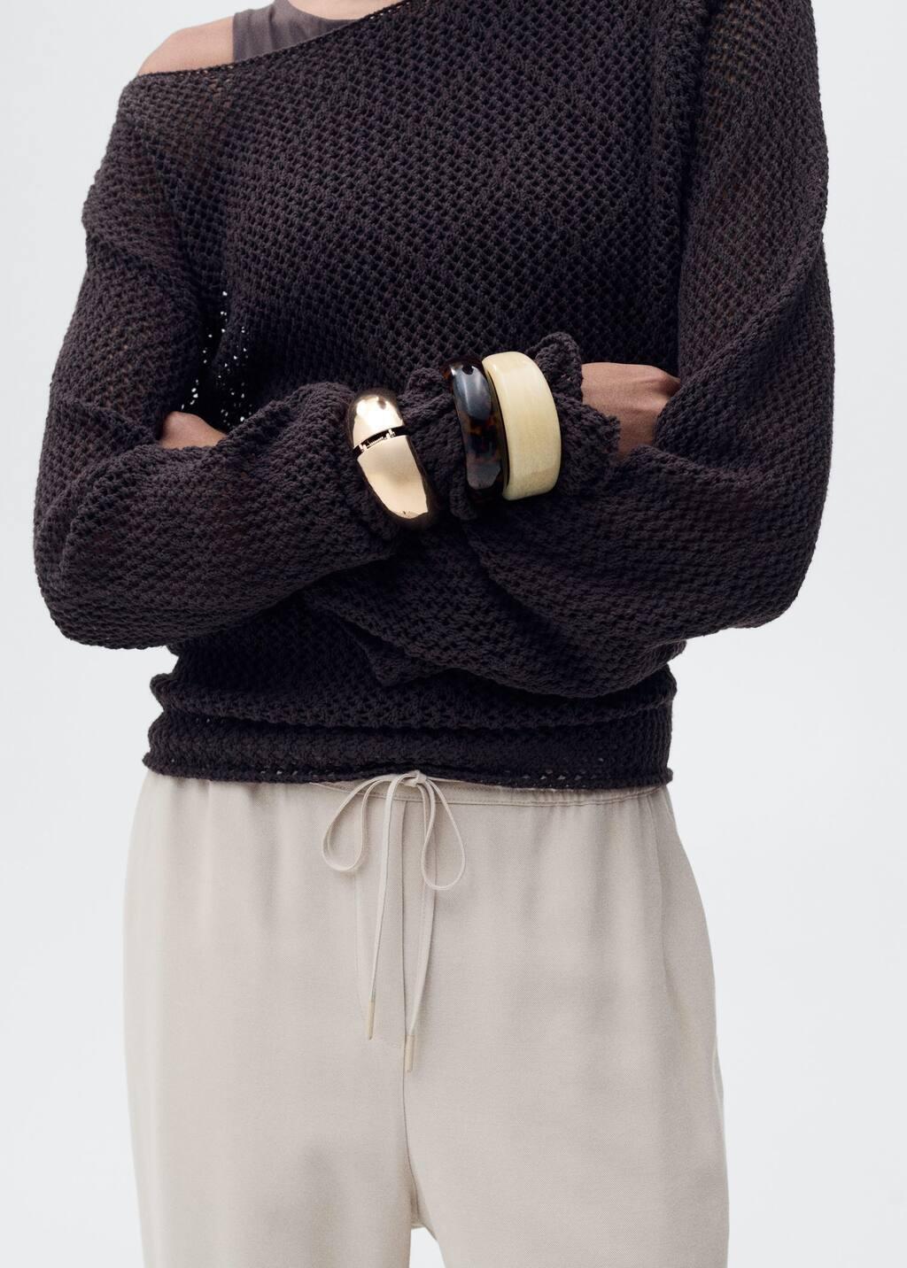Light Beige Casual Long Trousers, Light Beige, large image number 3
