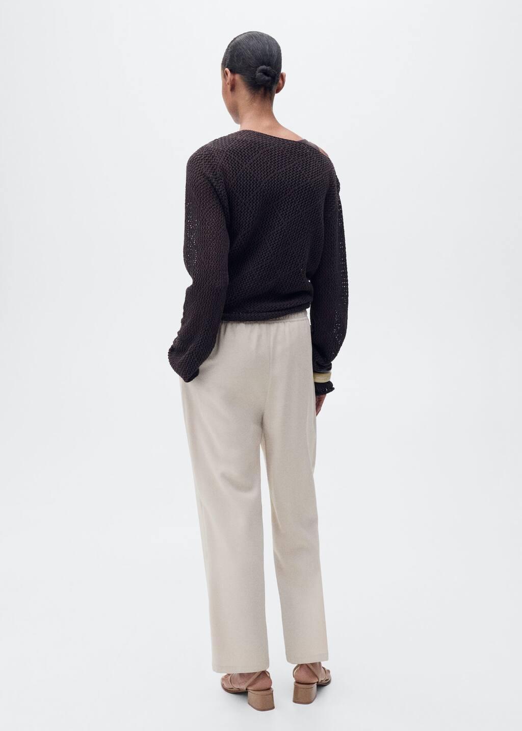Light Beige Casual Long Trousers, Light Beige, large image number 8