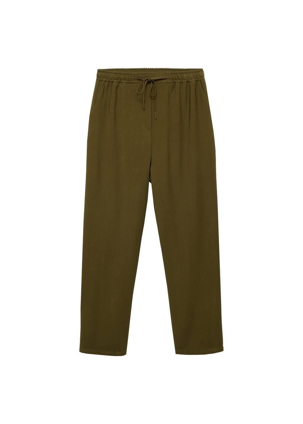 Beige Plain Casual Ankle-Length Trousers, 0201_37, large image number 3