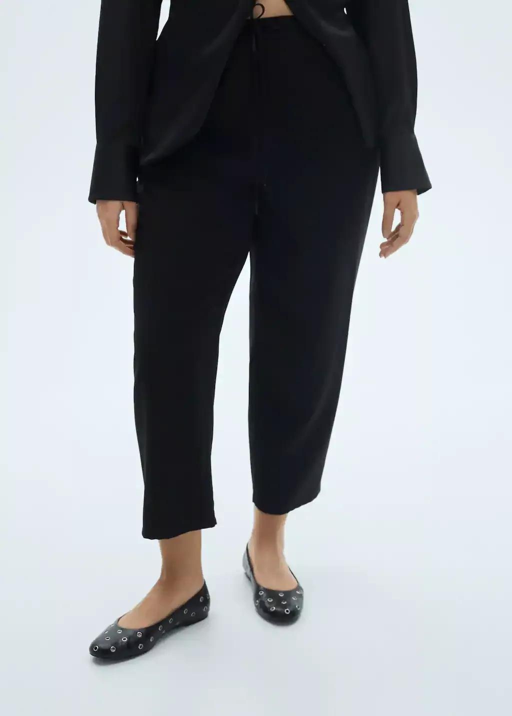 Black Plain Casual Long Trousers, 0201_99, large image number 5