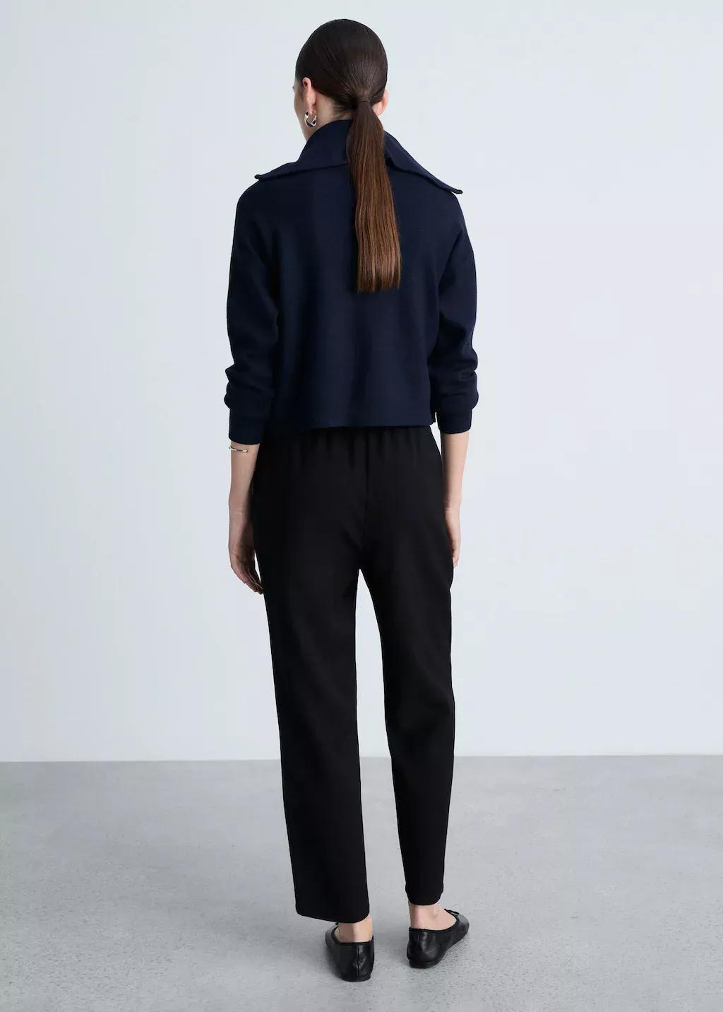 Black Plain Casual Long Trousers, 0201_99, large image number 7