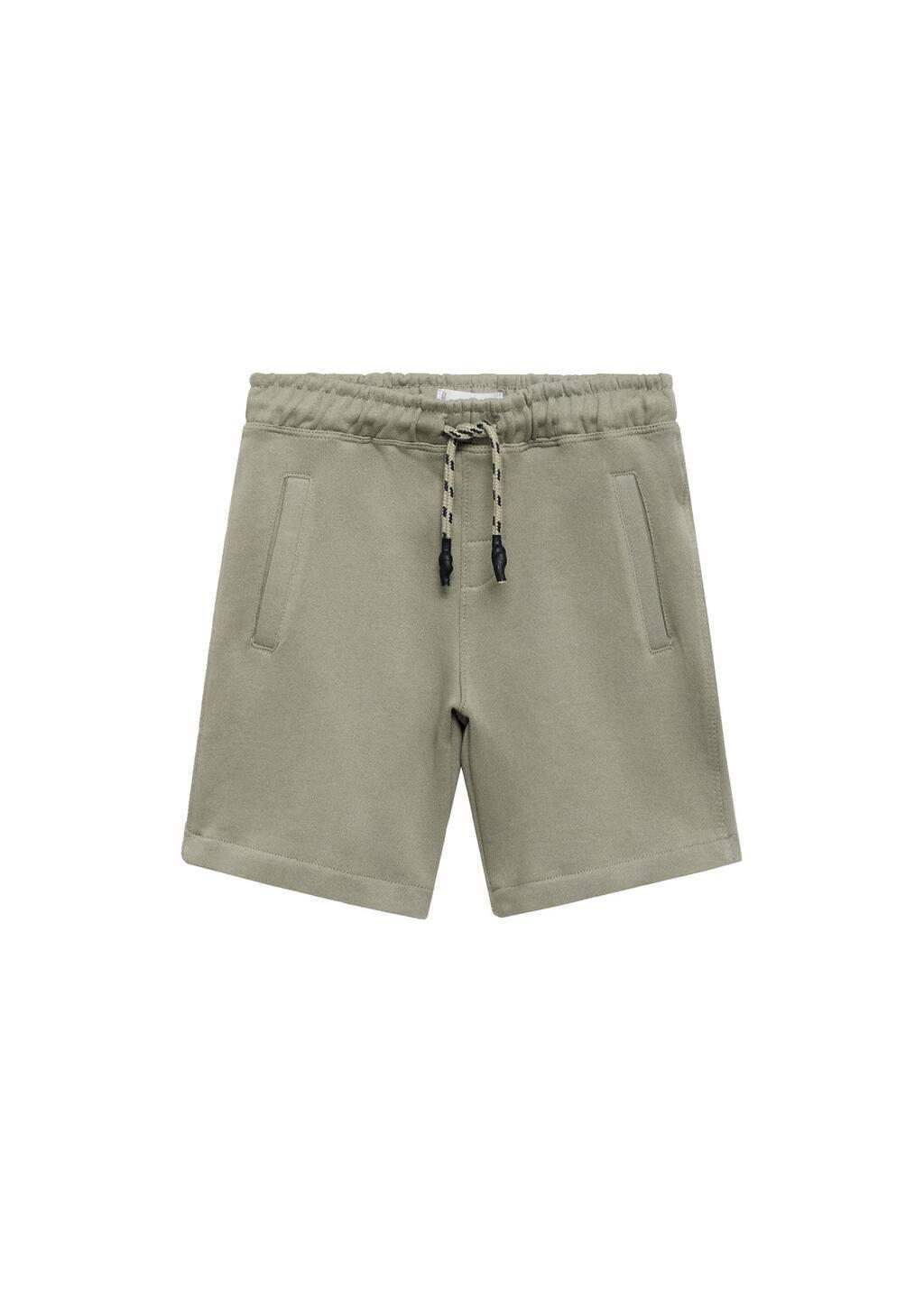 Khaki Cotton Shorts With Drawstring, Kids Boy, , large image number 0
