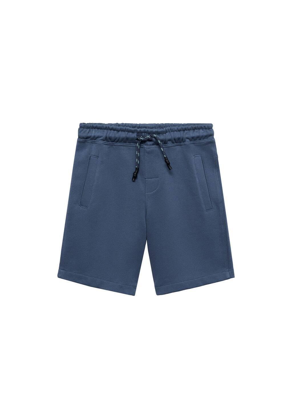Blue Cotton Shorts With Drawstring, Kids Boy, , large image number 0