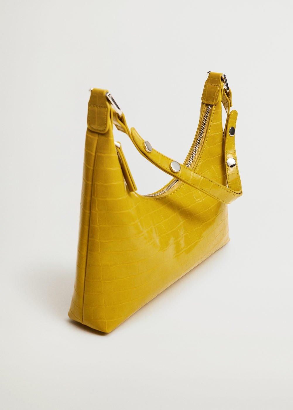Bright Yellow Croc-Effect Baguette Bag, Women, , large image number 0