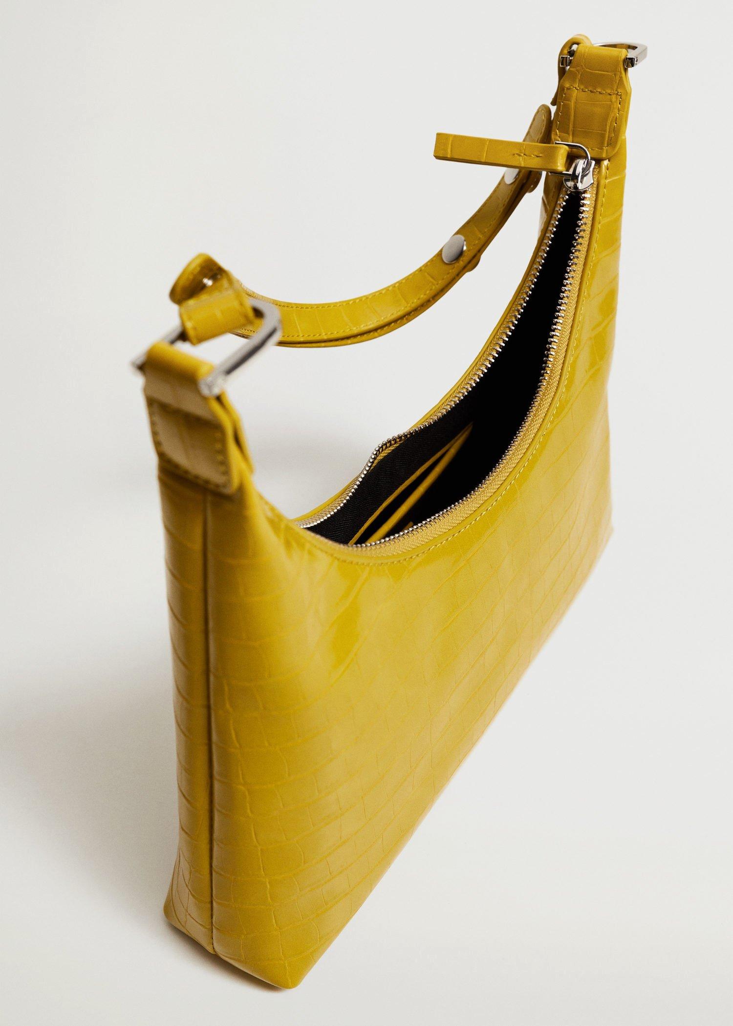 Bright Yellow Croc-Effect Baguette Bag, Women, , large image number 1