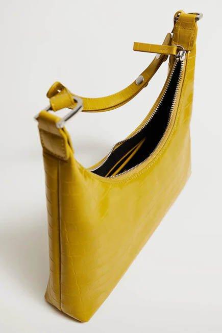 Bright Yellow Croc-Effect Baguette Bag, Women, , large image number 2
