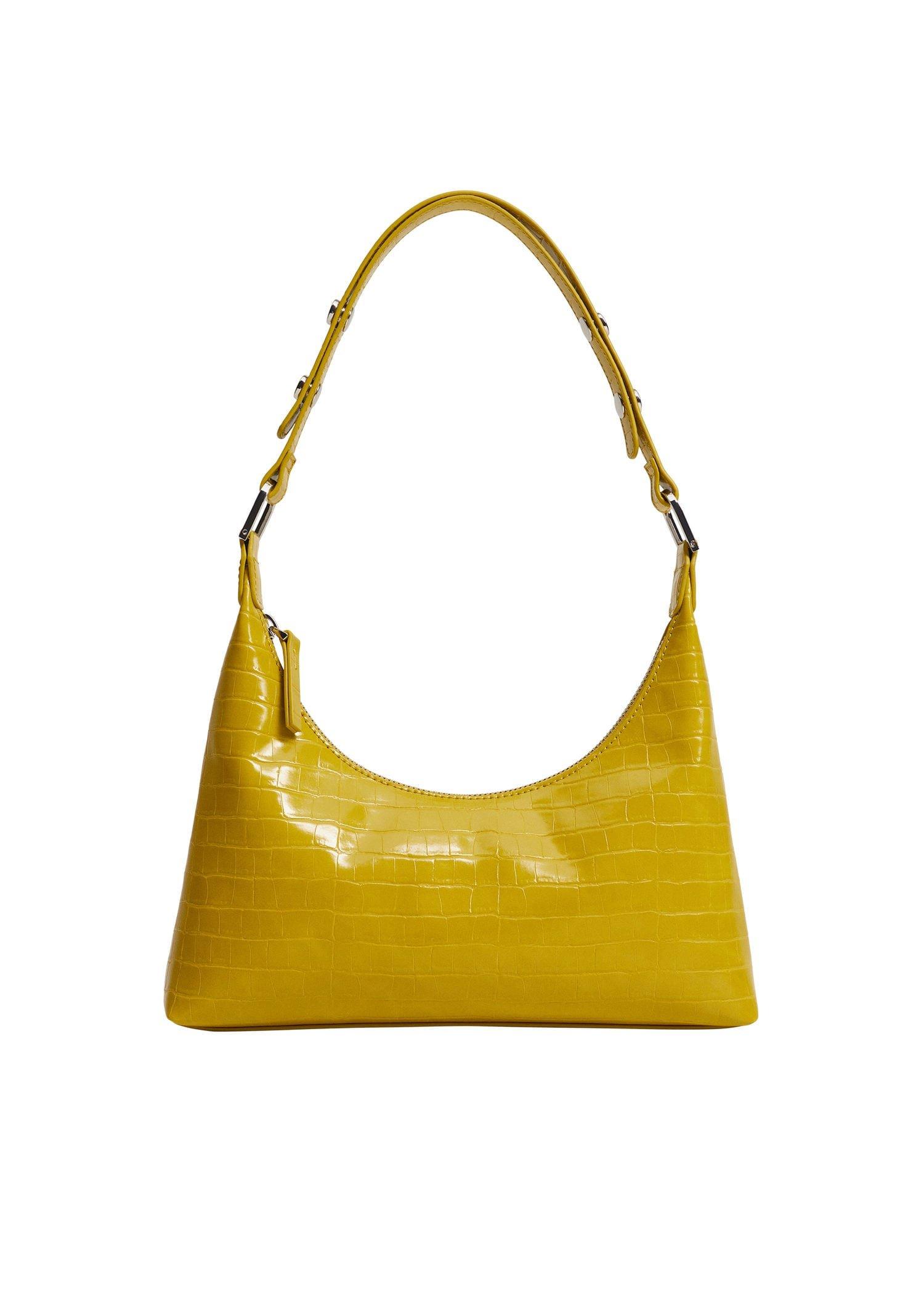 Bright Yellow Croc-Effect Baguette Bag, Women, , large image number 3