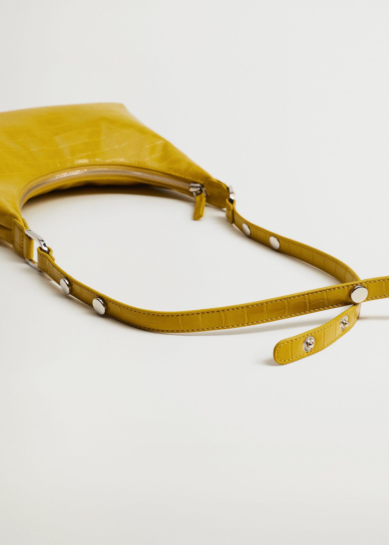 Bright Yellow Croc-Effect Baguette Bag, Women, , large image number 4