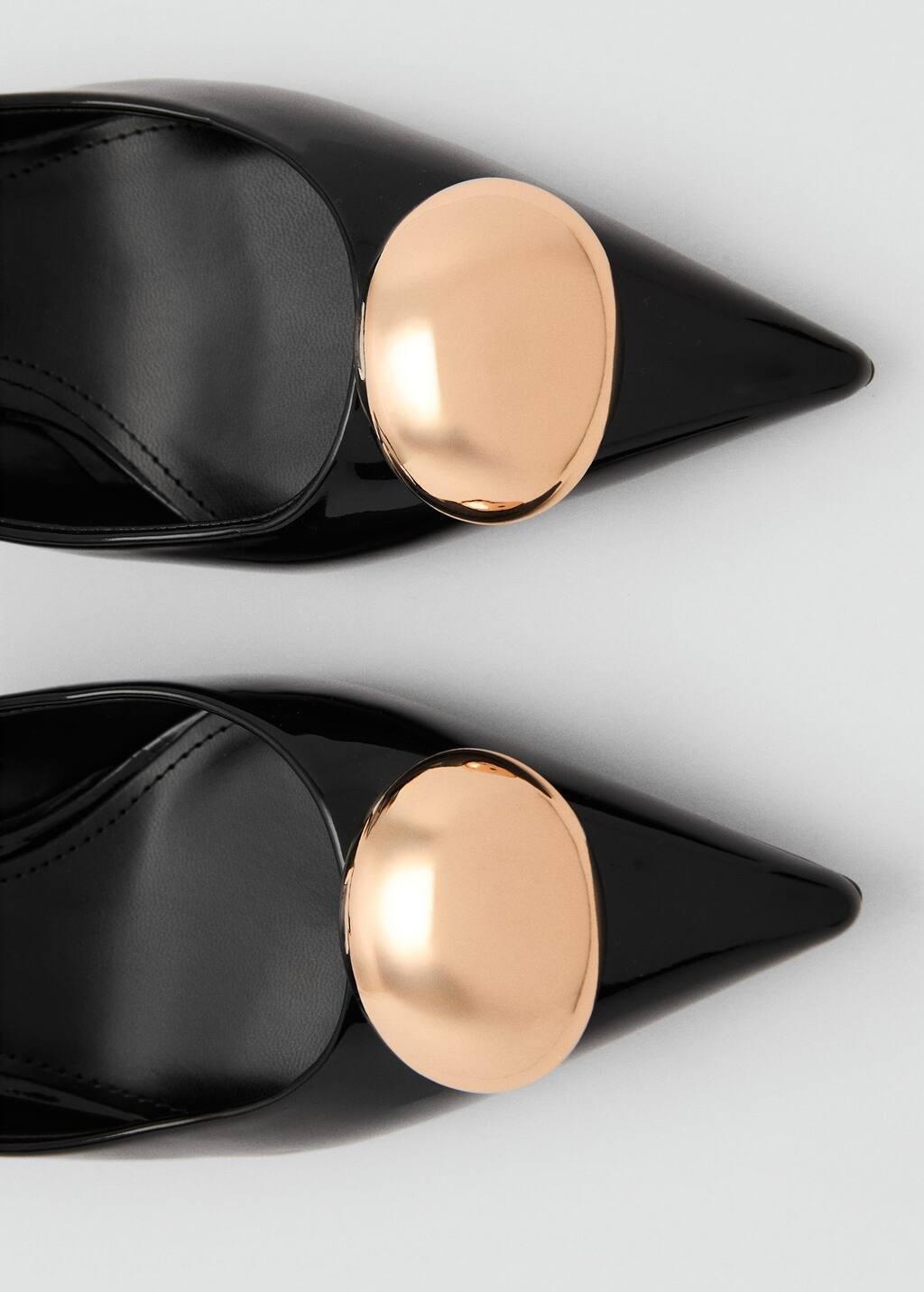 Black Kitten-Heel Shoes With Metallic Decoration, , large image number 1