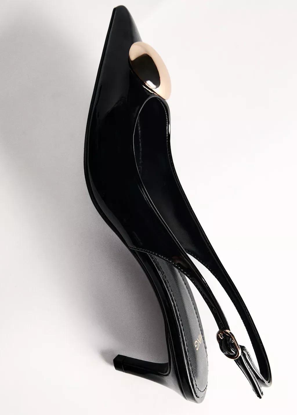 Black Kitten-Heel Shoes With Metallic Decoration, , large image number 5