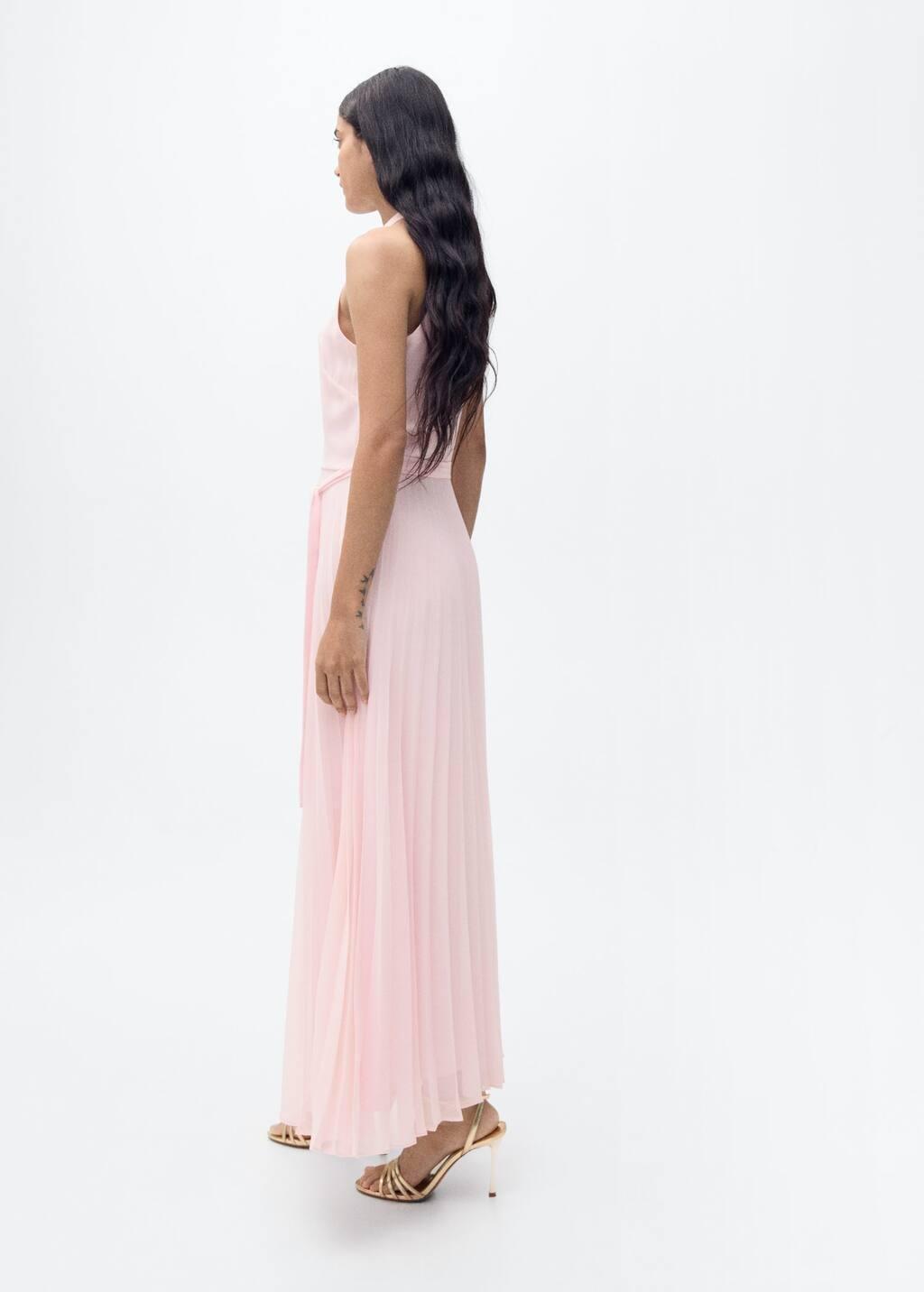 Pink Pleated Halter Neck Dress, , large image number 4