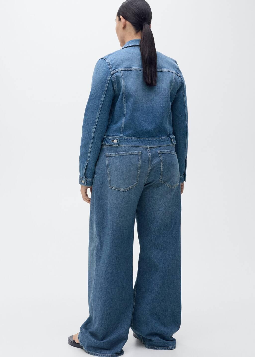 Blue Plain Wide-Leg Jeans, , large image number 7