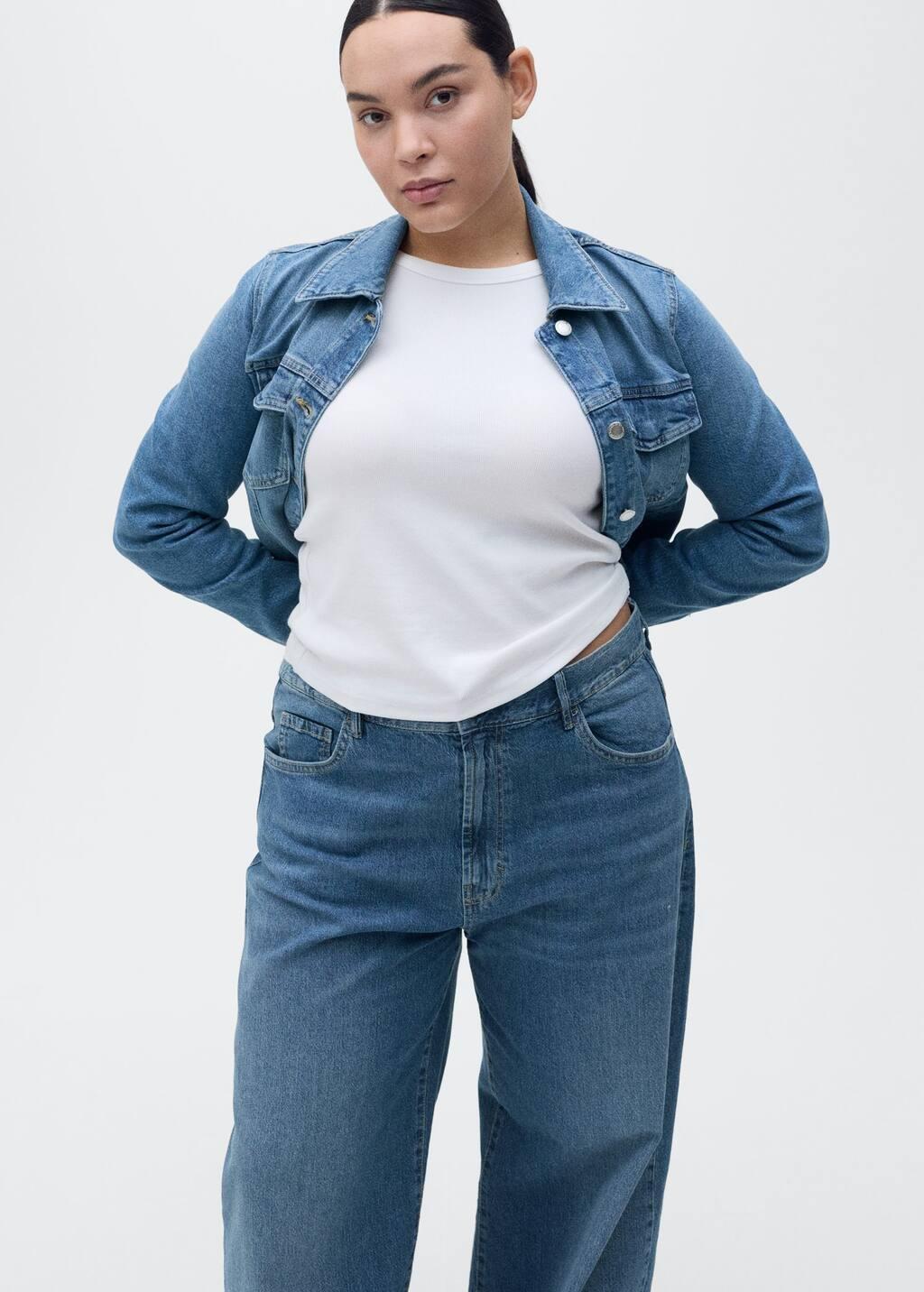 Blue Plain Wide-Leg Jeans, , large image number 8