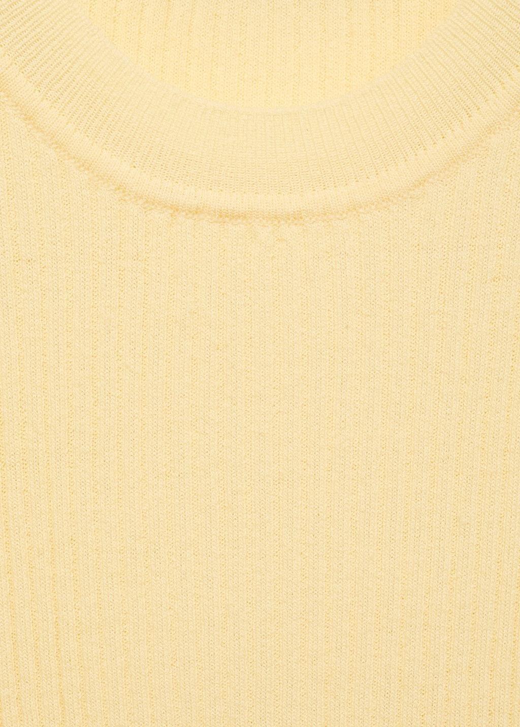 Yellow Ribbed Casual Cropped Top, , large image number 4