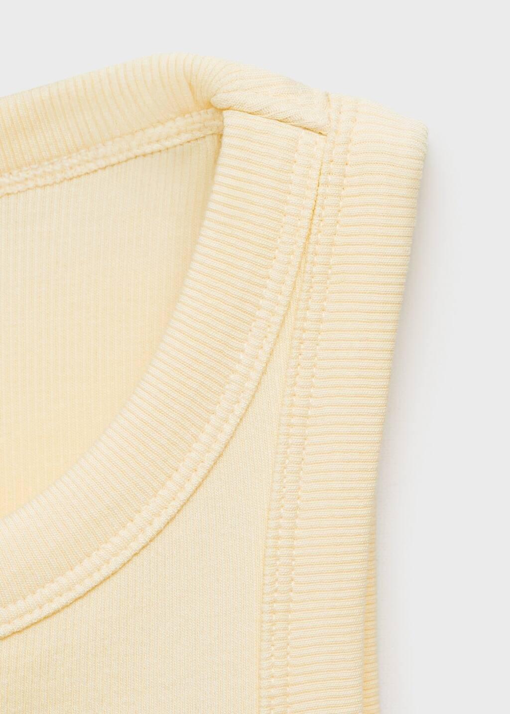 Yellow Ribbed Cotton-Blend Top, , large image number 2