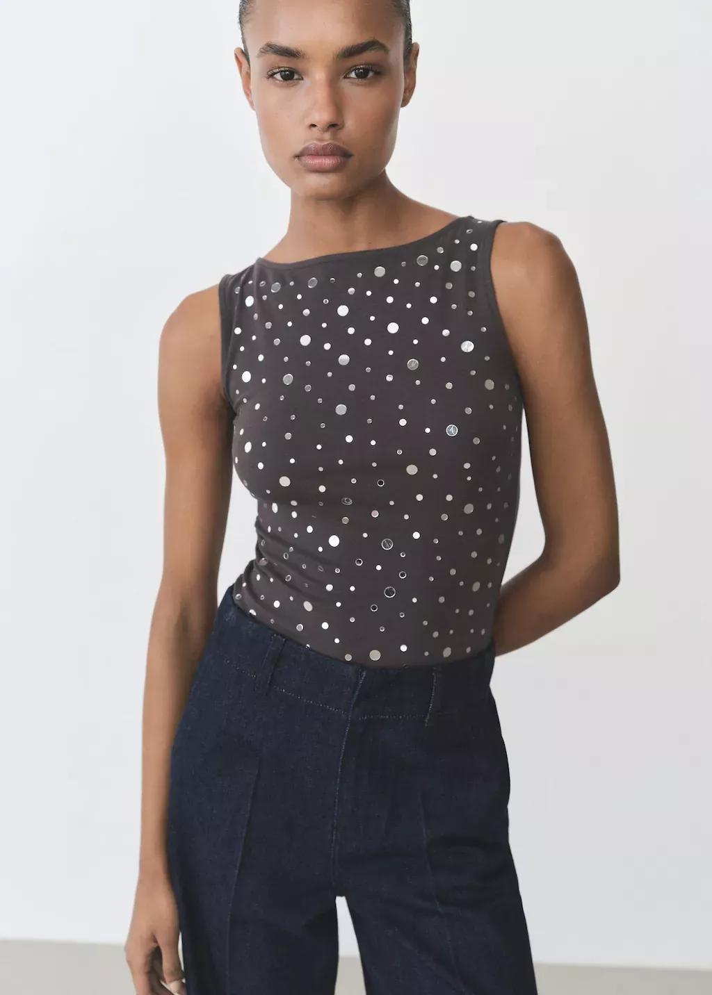 Cotton Polka Dots Tank Top, , large image number 0