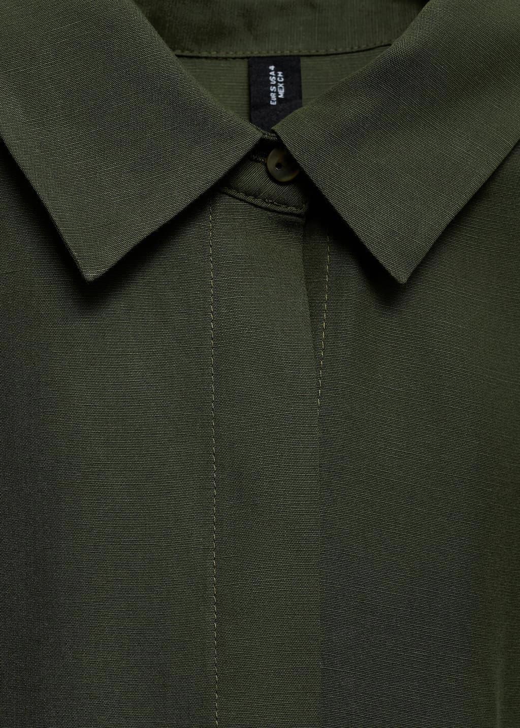 Khaki Linen And Lyocell-Blend Shirt Dress With Belt, , large image number 8