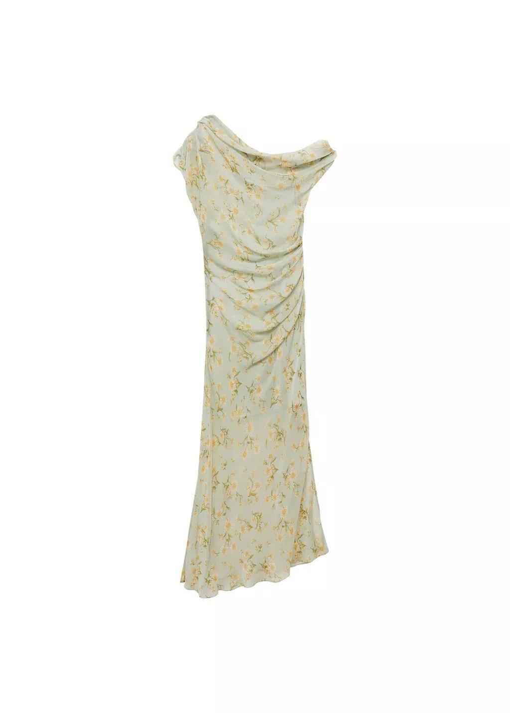 Green Floral Asymmetric Midi Dress, , large image number 4