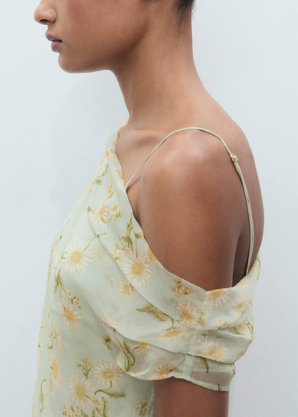 Green Floral Asymmetric Midi Dress, , large image number 6