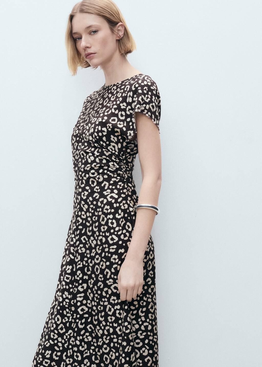 Black Leopard Dress With Frayed Ends, , large image number 0