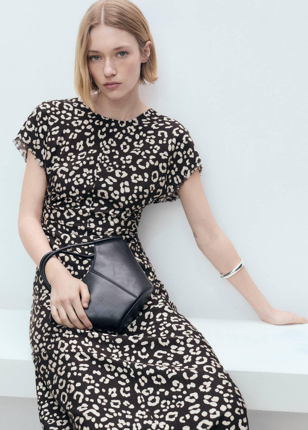 Black Leopard Dress With Frayed Ends, , large image number 2