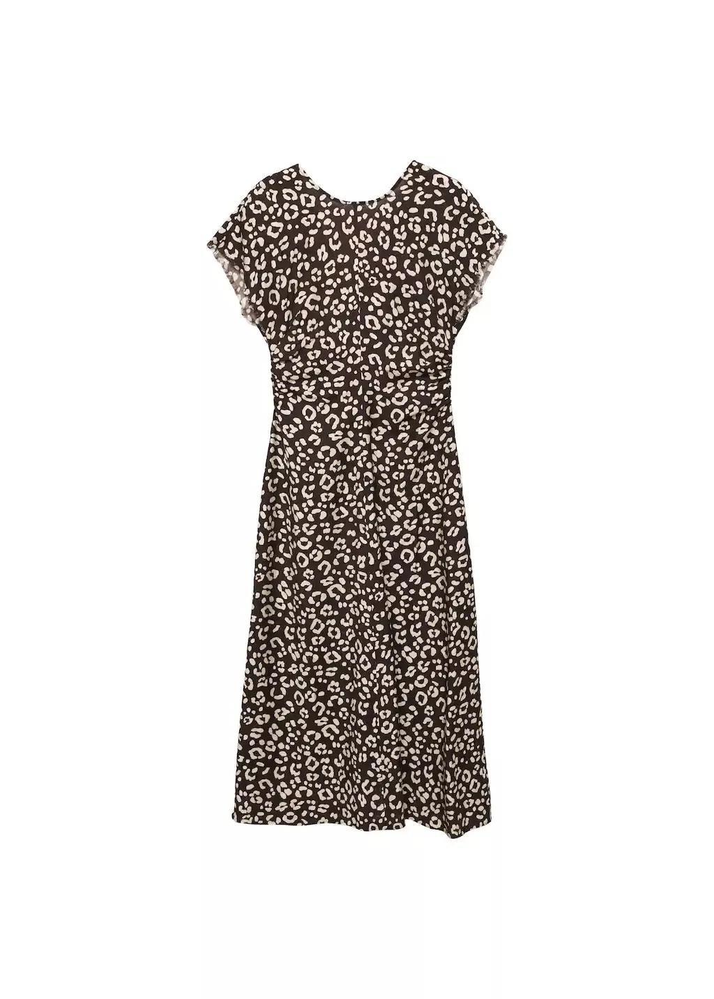 Black Leopard Dress With Frayed Ends, , large image number 3
