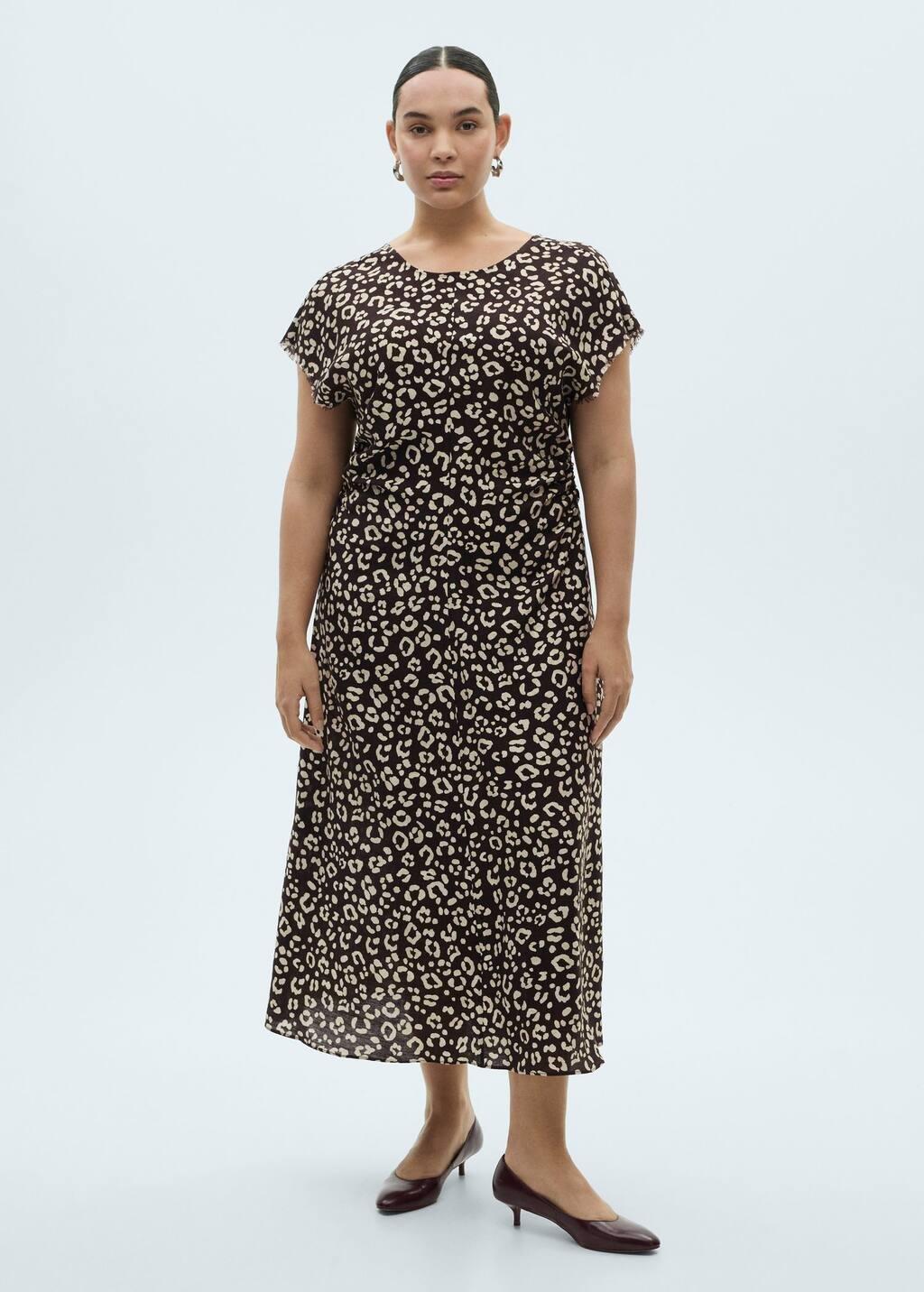 Black Leopard Dress With Frayed Ends, , large image number 4
