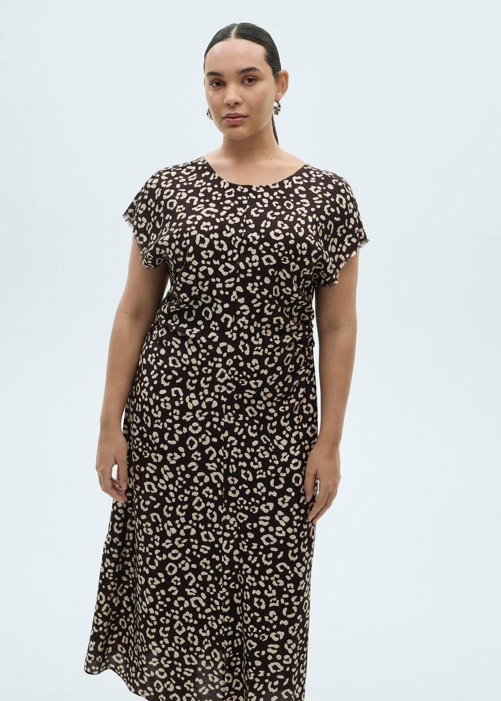 Black Leopard Dress With Frayed Ends, , large image number 6
