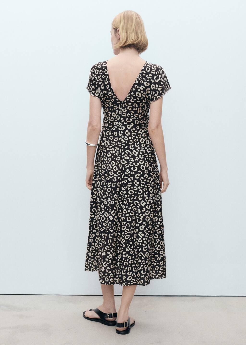 Black Leopard Dress With Frayed Ends, , large image number 8