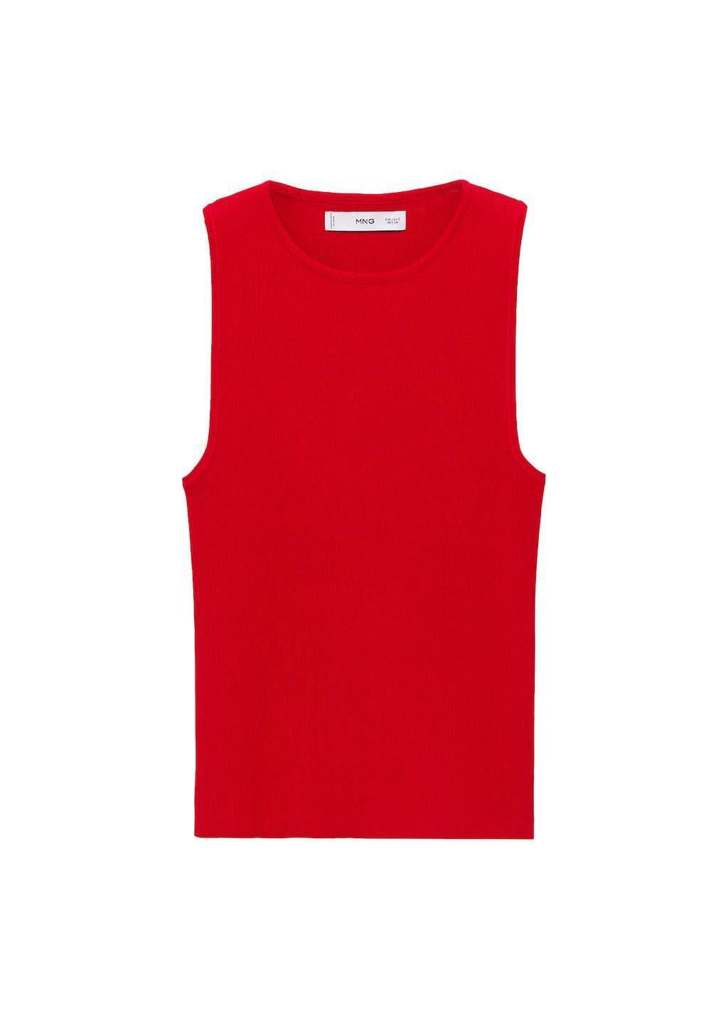 Red Sleeveless Fitted Knitted Top, , large image number 3