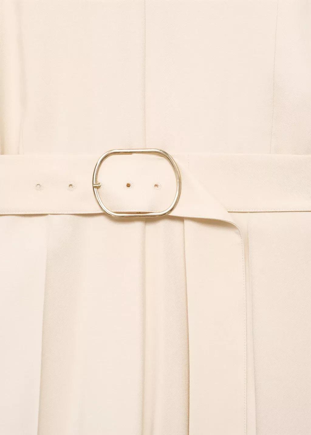 Beige Long Jumpsuit With Belt And Buckle, , large image number 7