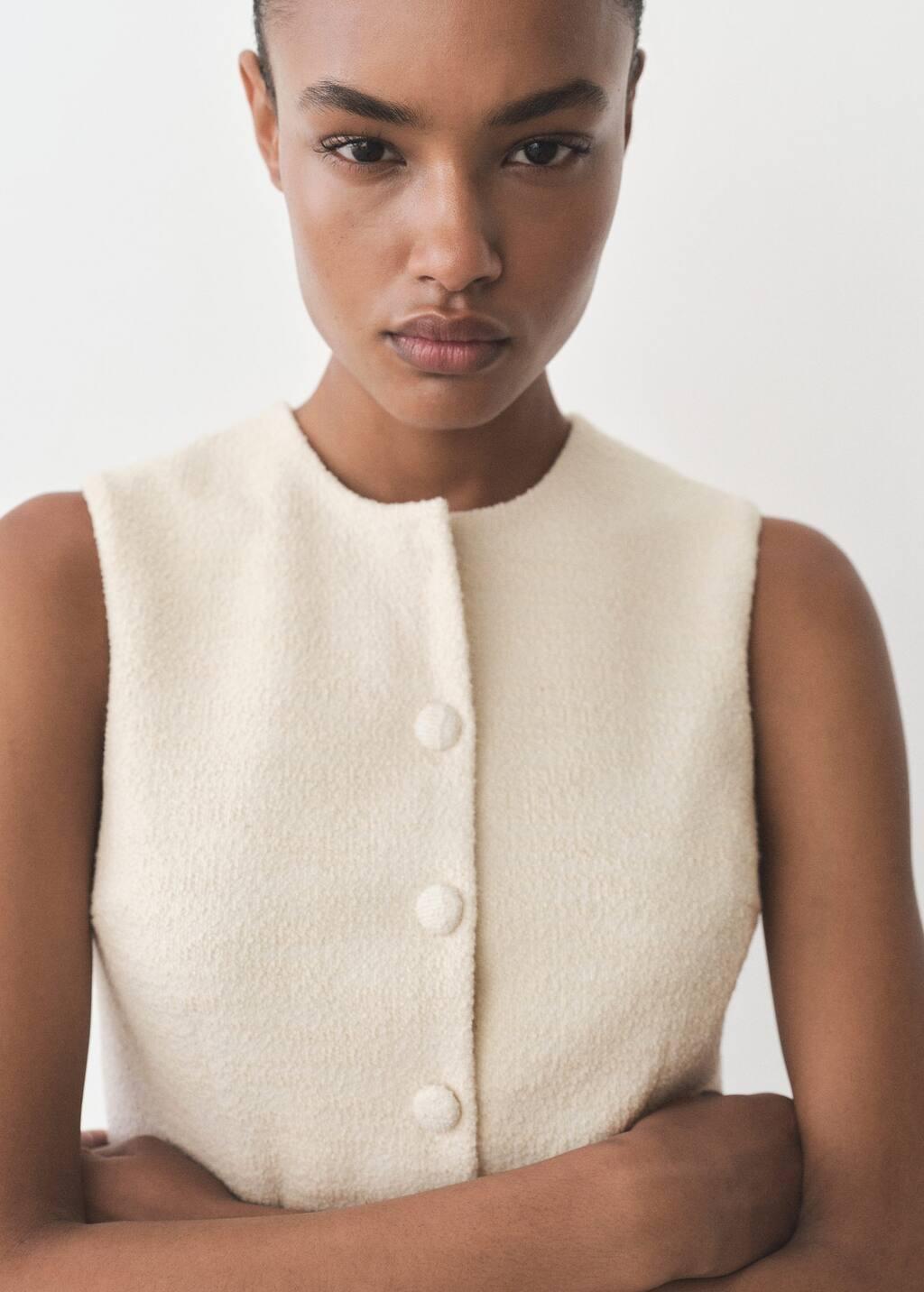 Beige Buttoned Tweed Jumpsuit, , large image number 1