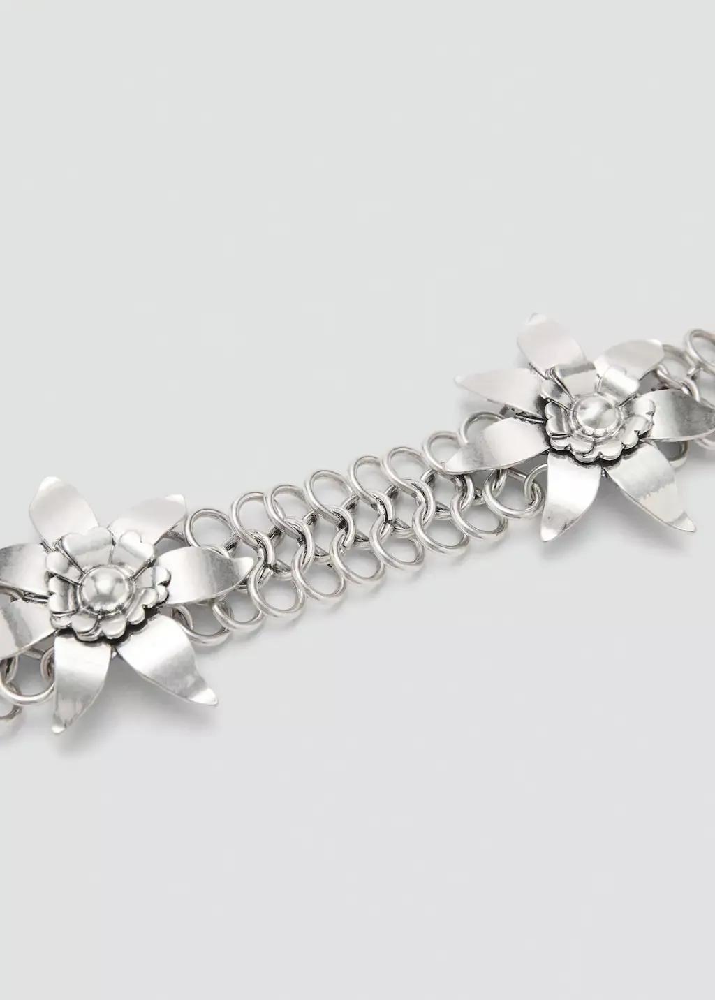 Silver Metallic Flower Chain Belt, 0201_PL, large image number 2