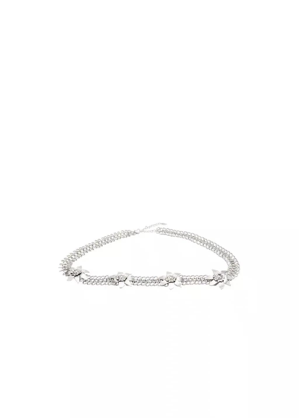 Silver Metallic Flower Chain Belt, 0201_PL, large image number 3