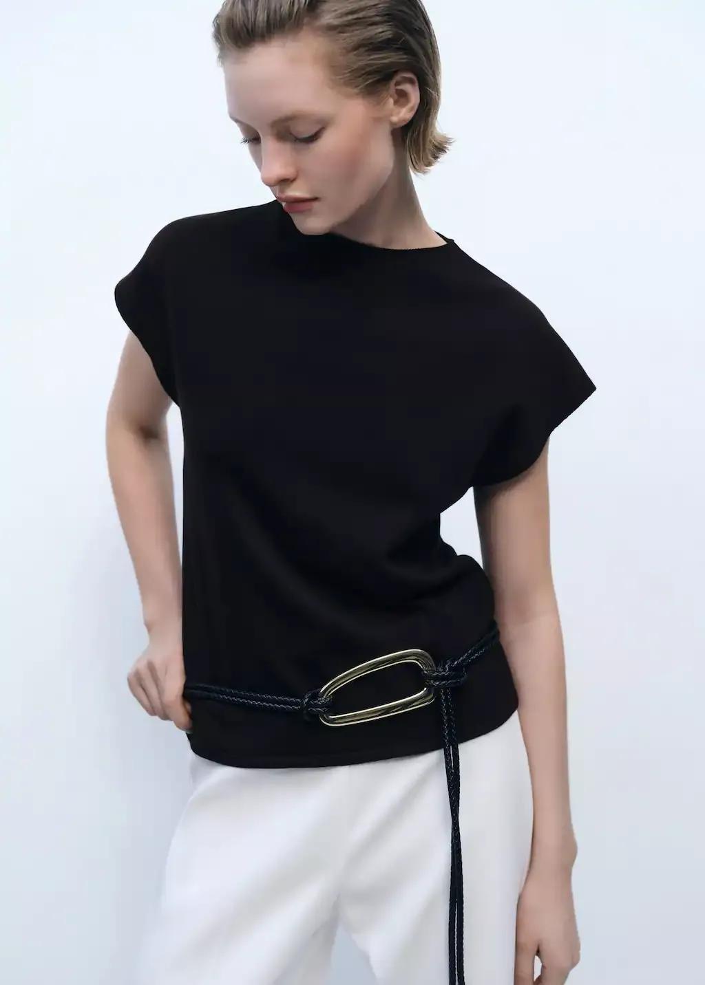 Brown Sleeveless Fine-Knit Sweater, , large image number 0