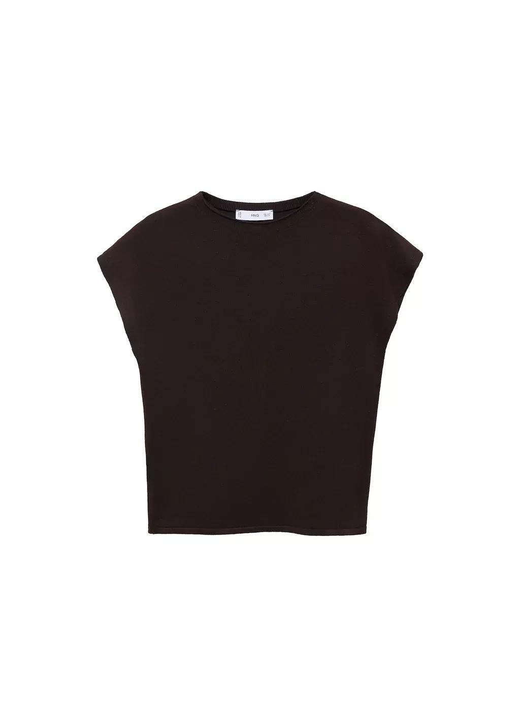 Brown Sleeveless Fine-Knit Sweater, , large image number 3
