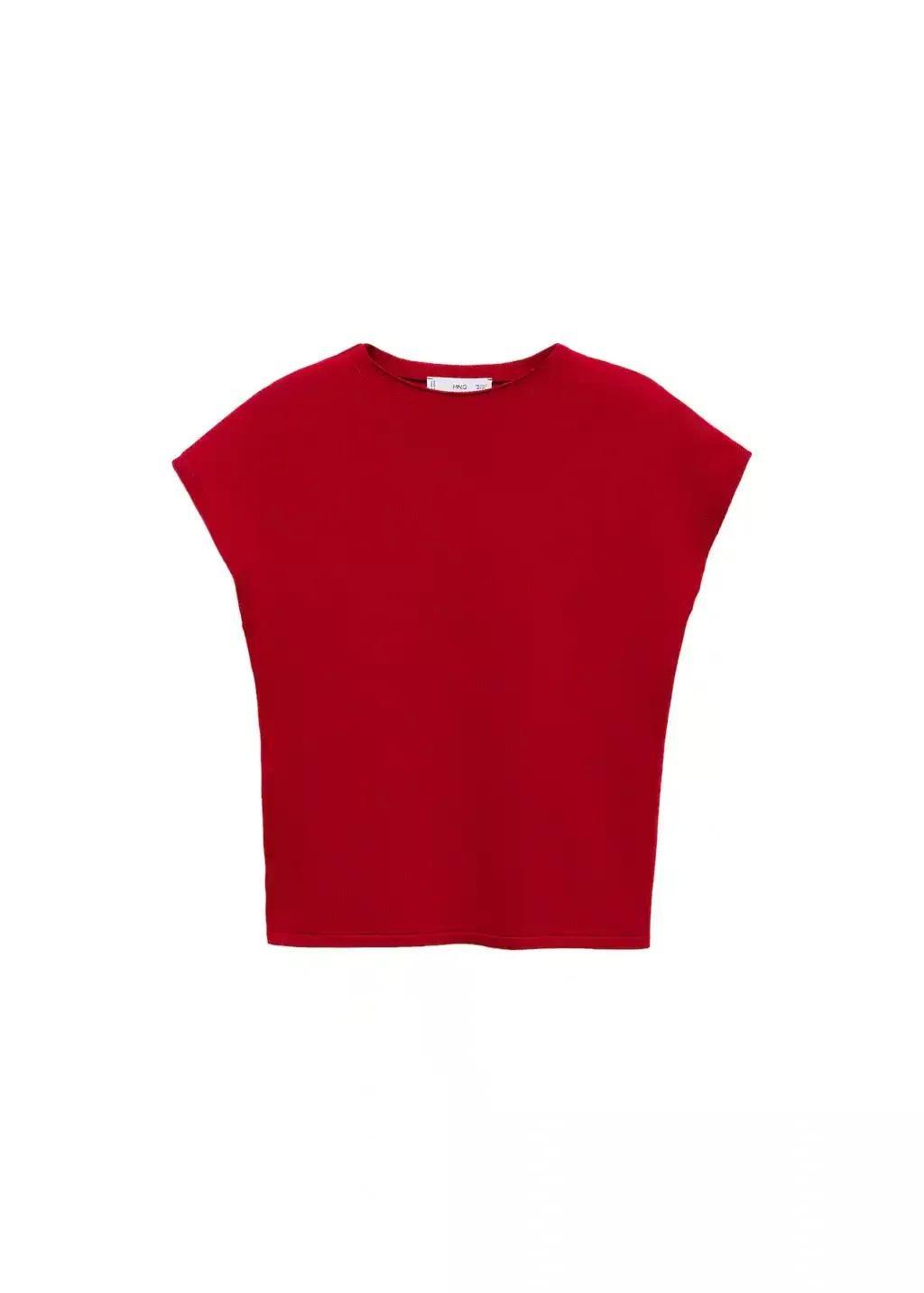 Red Sleeveless Fine-Knit Sweater, , large image number 3
