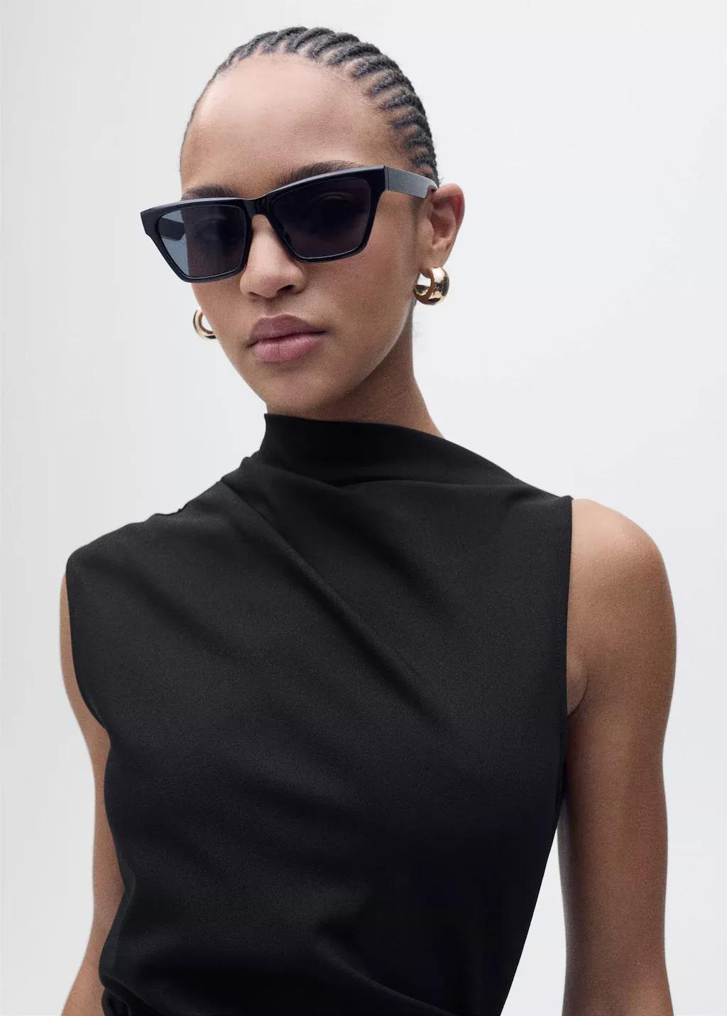 Black Draped Midi-Dress, , large image number 1