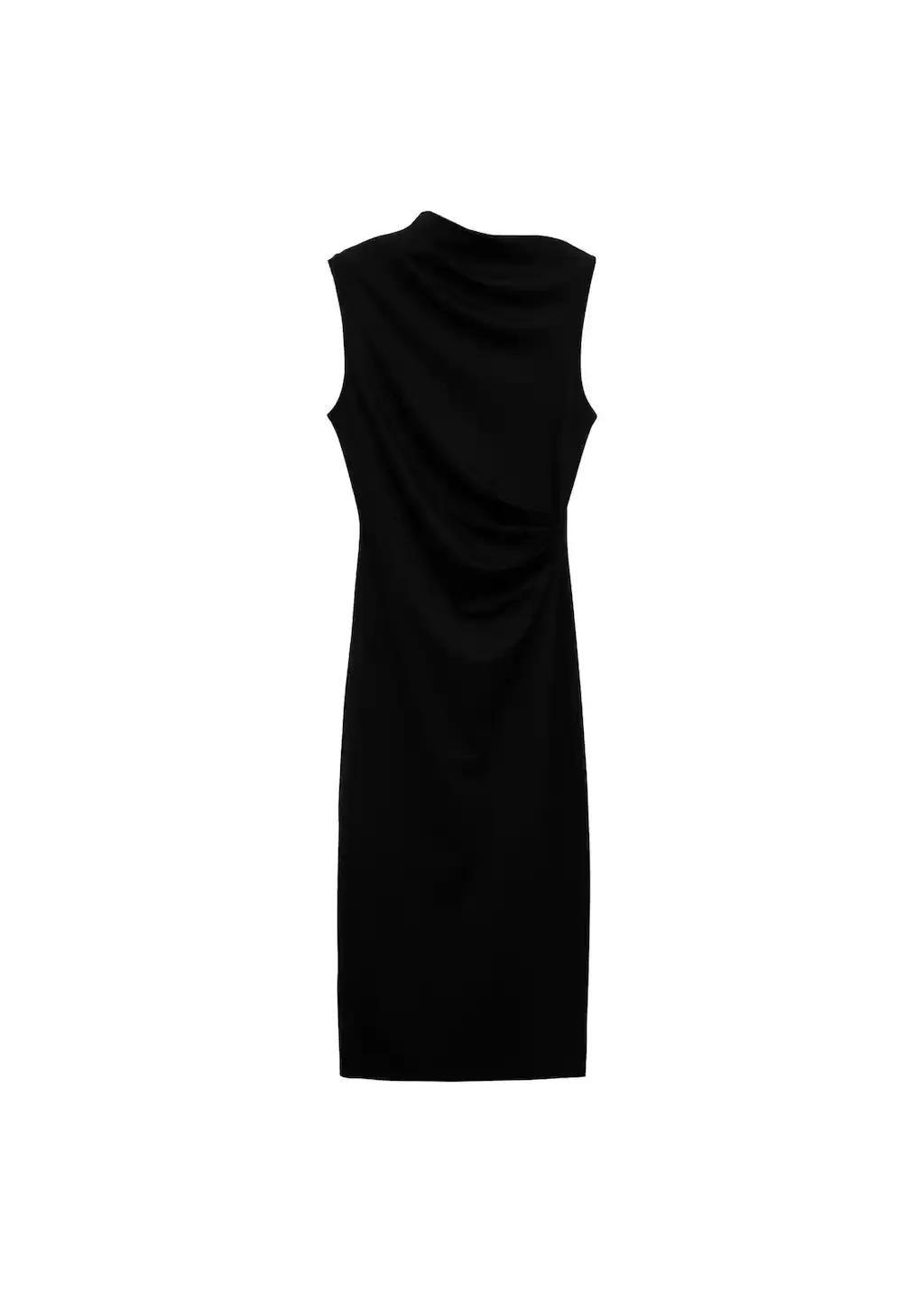 Black Draped Midi-Dress, , large image number 3